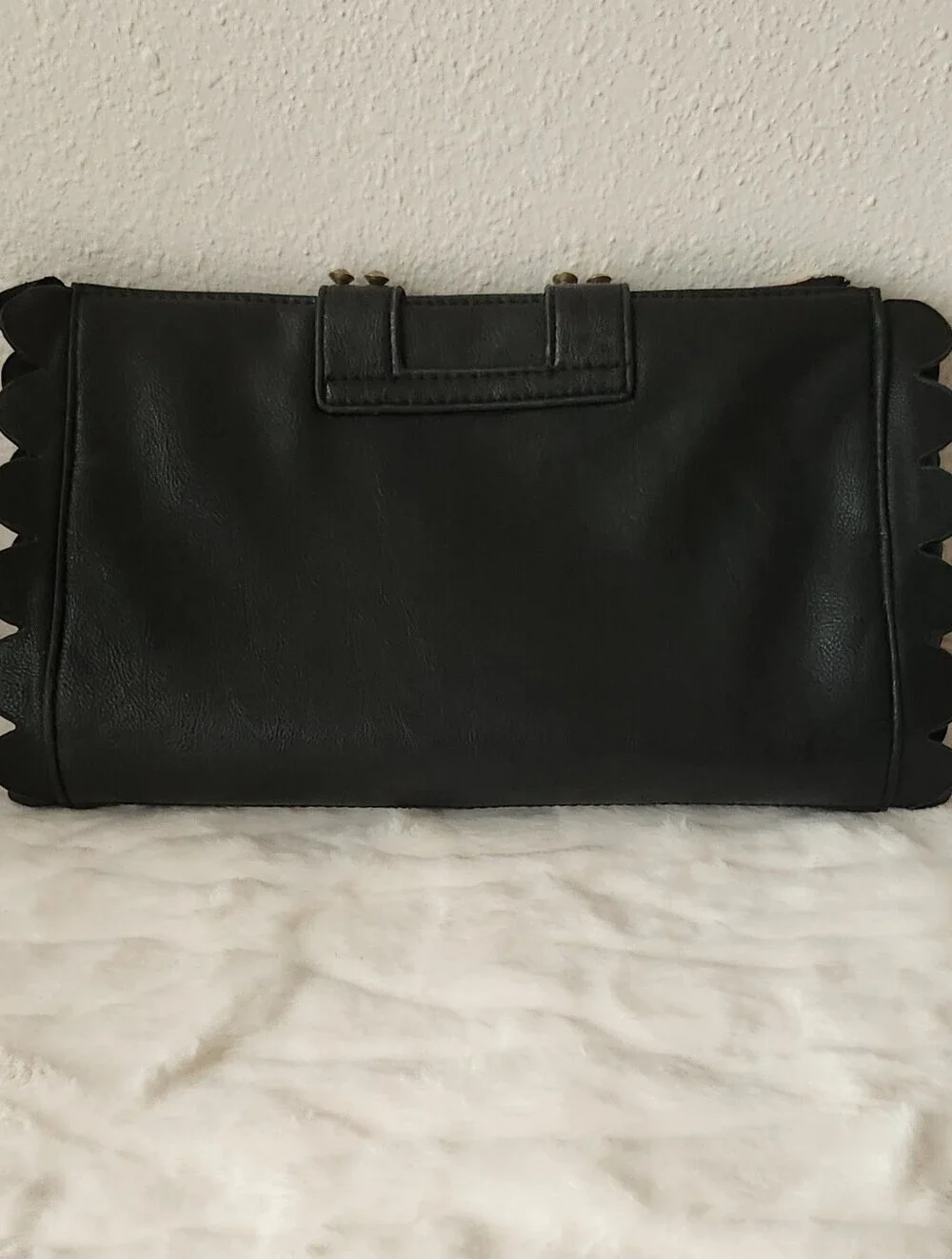 Black Studded Clutch with Gold Accent